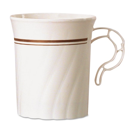 Masterpiece Plastic Mugs, 8 Oz, Ivory With Gold Print, 192PK